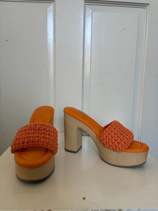 Franco Sarto Shoes - Franco Sarto Orange Knit Platform Mules